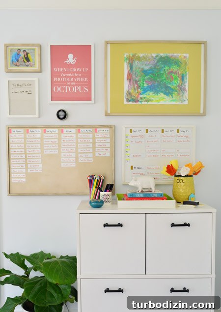 Step-by-Step Guide to Painting a Room Like a Pro 5 Painted Office Wall Color Pale Pistachio With Framed Art And Colorful Magnet Boards