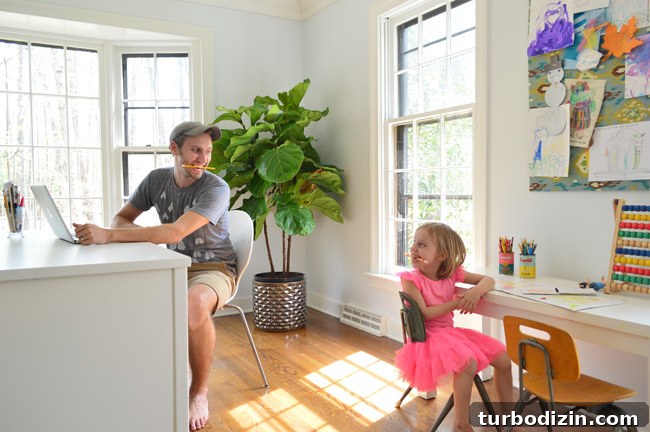 Step-by-Step Guide to Painting a Room Like a Pro 6 John and Daughter Working At Side By Side Desks In Home Office