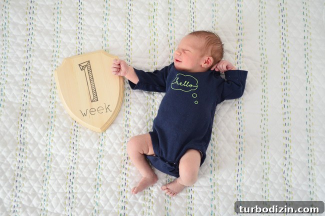 Weekly Baby Photo Project Ideas to Capture Your Baby’s Growth 2 Teddy week 1
