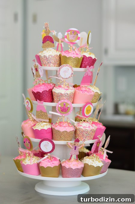 Pink and Gold Kids Party Ideas: Decorations, Cake & Outfit Tips 10 Cupcakes