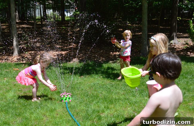 Pink and Gold Kids Party Ideas: Decorations, Cake & Outfit Tips 16 Sprinkler fun