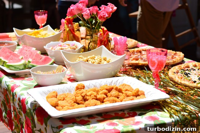 Pink and Gold Kids Party Ideas: Decorations, Cake & Outfit Tips 6 Food table