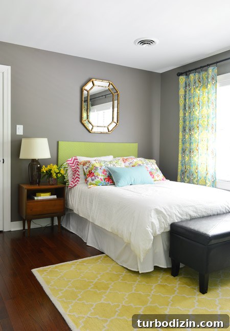 Our Top Pick for a Cozy Bedroom Paint Color 4 Colorful bedroom with Sparrow walls