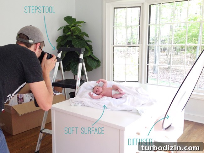 Newborn Photography: A Simple Guide to Shooting Your Baby at Home 4 Materials And Tools For Homemade DIY Newborn Photo Shoot | Step Stool | Soft Surface | Diffuser
