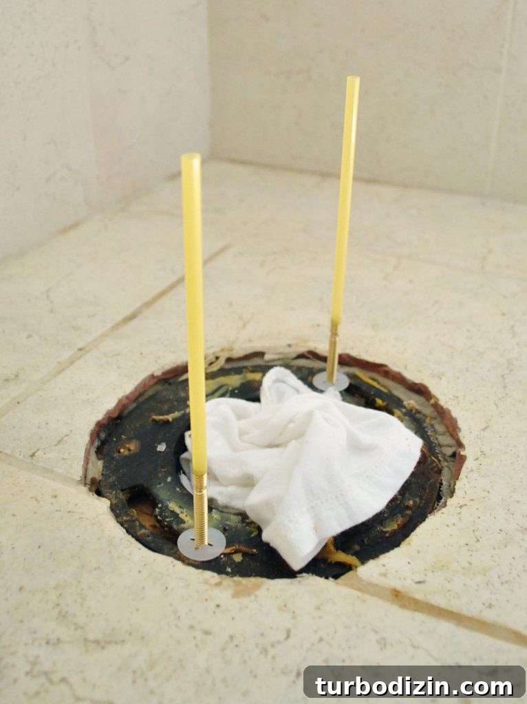 Straw Trick On Toilet Flange Bolts