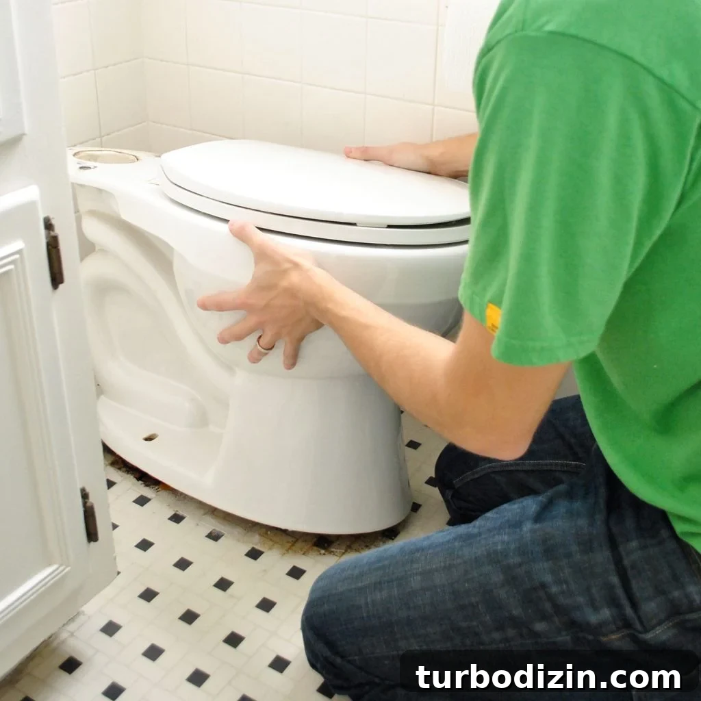 John Rocking Old Toilet Bowl To Loosen Wax Ring