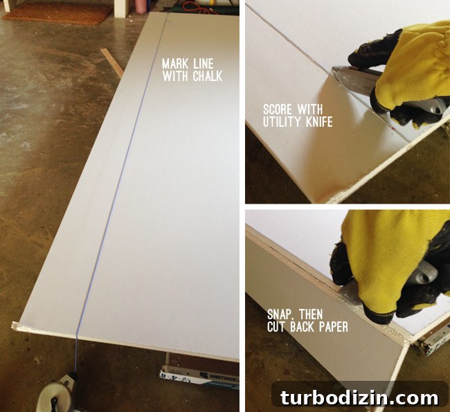 How to Hang Drywall Solo: A Step-by-Step Guide for DIYers 8 how to cut drywall series including marking with chalk scoring with knife snapping and cutting