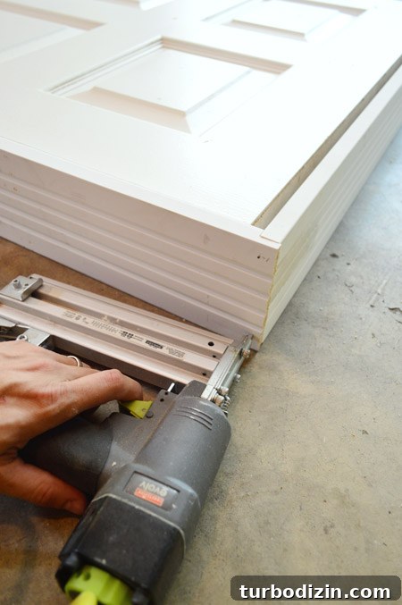 How to Hang a Door: Step-by-Step Guide for a Perfect Fit 15 Nailing Together DIY Door Jamb From Top Of Rabbet Joint With Nail Gun