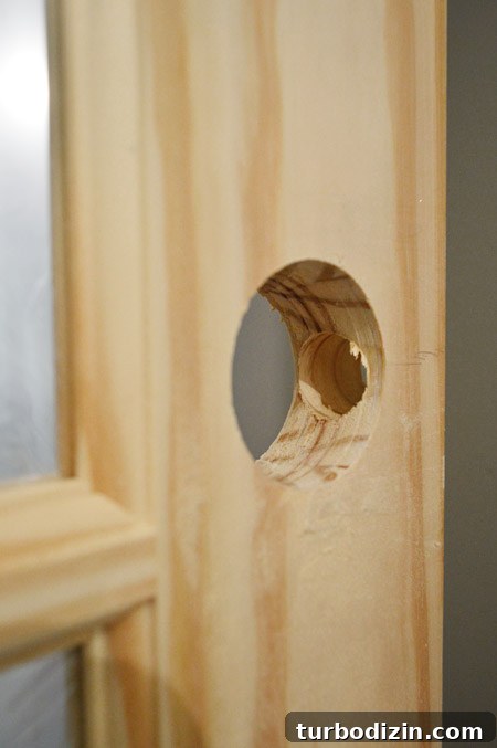 How to Hang a Door: Step-by-Step Guide for a Perfect Fit 32 Finished Holes Created In Door Using Door Knob Template Kit From Ryobi