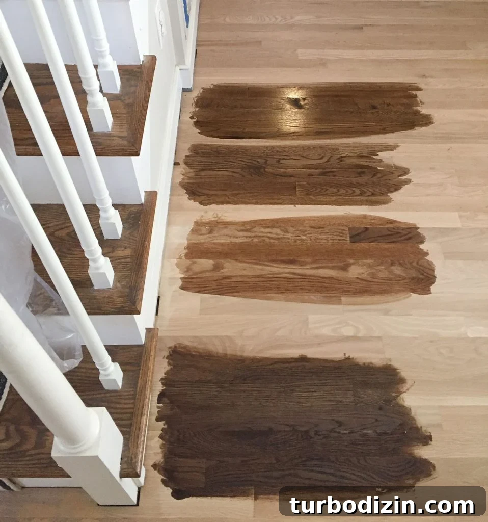 How to Refinish Hardwood Floors: Step-by-Step Guide 12 Testing Stain Colors On Sanding Hardwood Floors During Refinishing