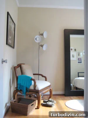 Create a Stylish Craft Space and Gift-Wrapping Station 2 Old chair in corner before makeover
