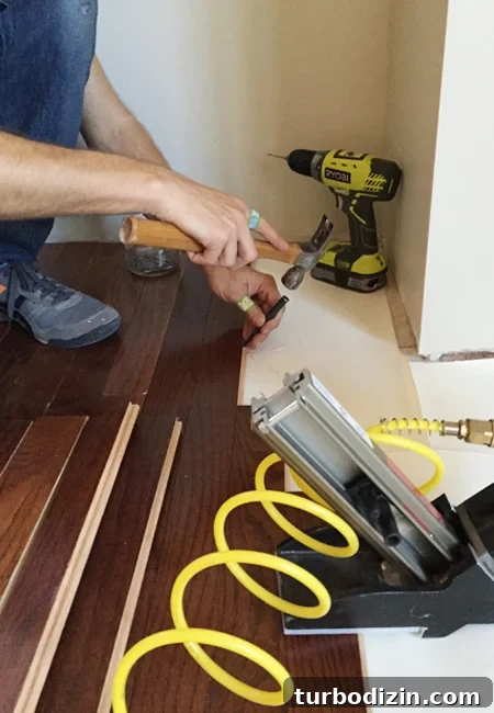 Install Hardwood Flooring: Step-by-Step Guide for DIY Success 11 install hardwood flooring hand nailing ends