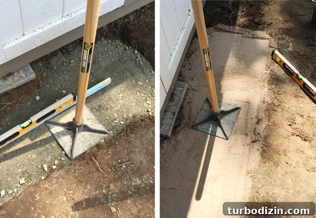 Shed-Stone-Step-Tamping-Gravel-Sand