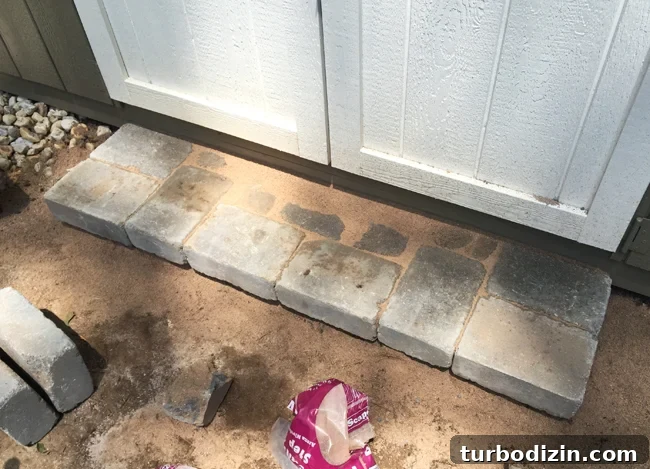 Shed-Stone-Step-Paver-Base-With-Sand