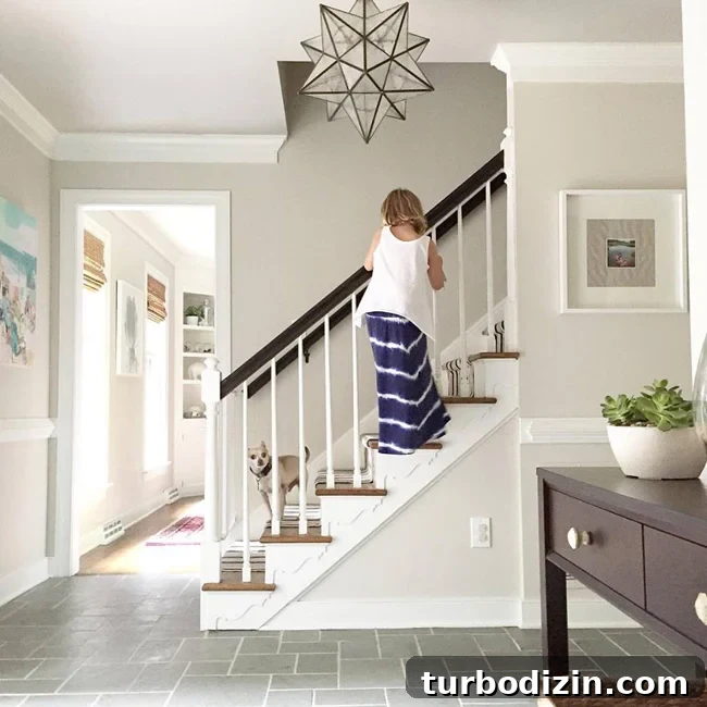 Can You Use the Same Beige Paint Color Throughout Your Home? 2 beige paint wall color edgecomb gray foyer