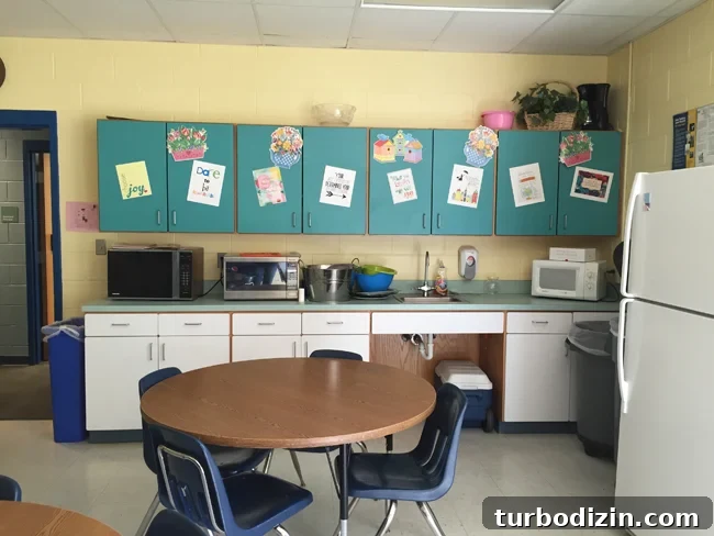 Teacher Lounge Makeover Ideas to Boost Comfort and Productivity 7 teachers-lounge-before-kitchen-side