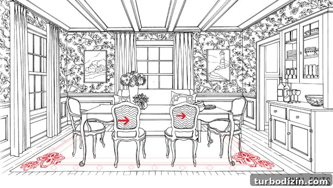 Inside the Studio: How a Coloring Book Is Created 10 coloringbook-dining-room-second-draft-edits