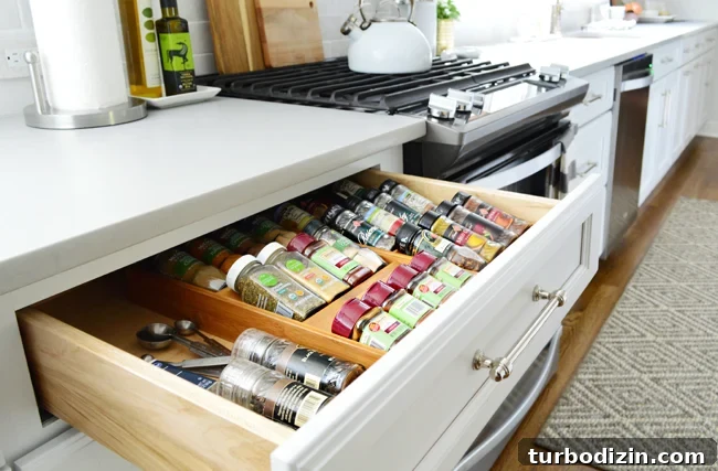 Smart Kitchen Organization Ideas to Maximize Space and Efficiency 9 kitchen-cabinet-organization-spice-drawer