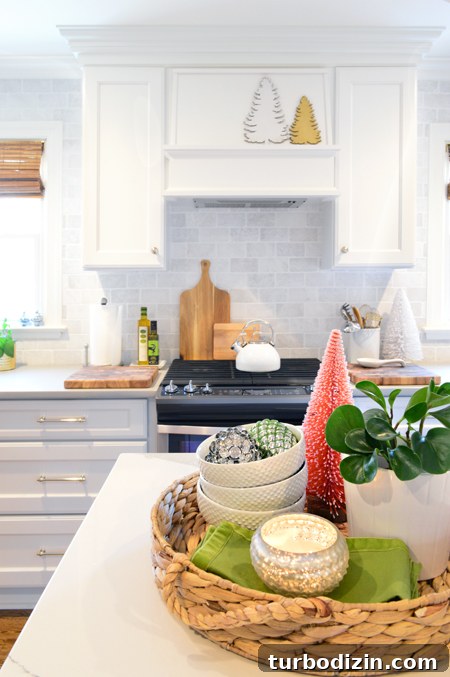 Holiday Home Tour: Step Inside Our Festive Christmas Tree Display 11 xmas-decor-kitchen-stove-centerpiece
