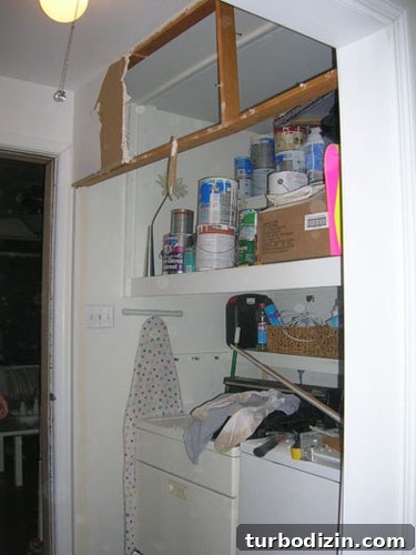 Mid-demo photo of old dryer
