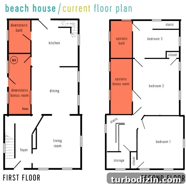 Beach House Renovation: Stripping to the Studs Guide 14 Area to be rebuilt marked in red