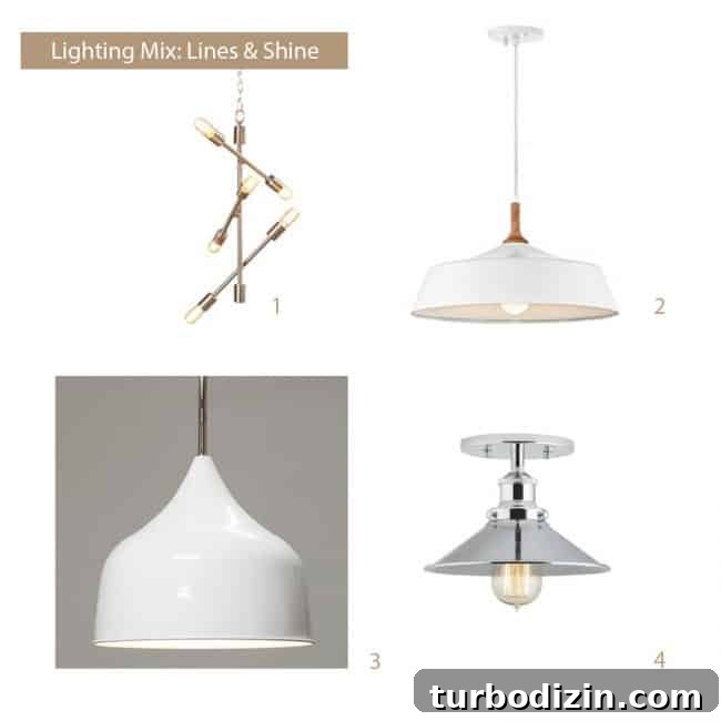 how to select light fixtures linear mood board