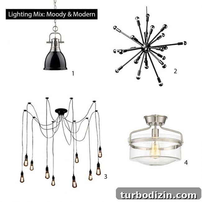 how to select light fixtures modern mood board