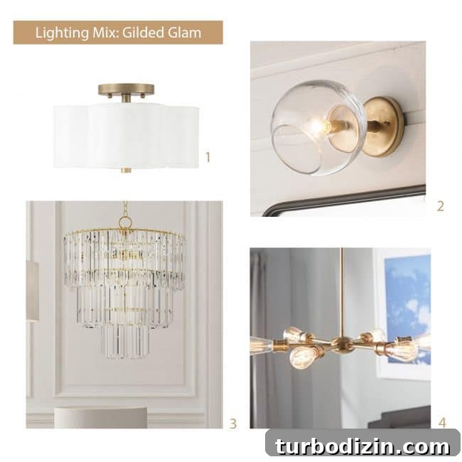 how to select light fixtures glam mood board