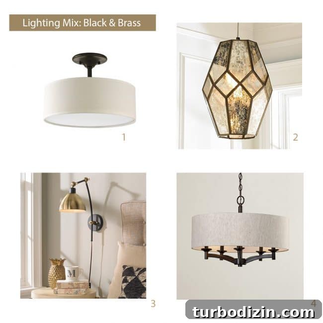 how to select light fixtures brass mood board