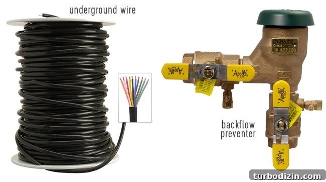 irrigation system materials underground 10 conductor wire backflow preventer