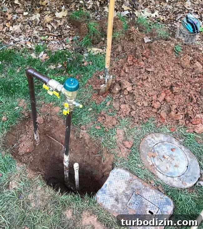 irrigation system backflow preventer with blowout dug up