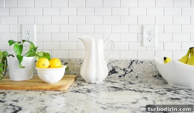 Install a Subway Tile Kitchen Backsplash for $200 DIY Guide 2 white subway tile kitchen backsplash detail with lemons and pitcher