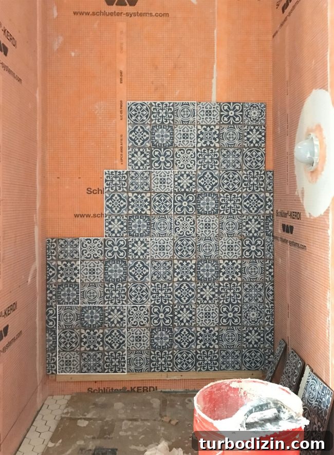 Blue and White Hex Tile Installation at a Beach House 11 img 83553 10