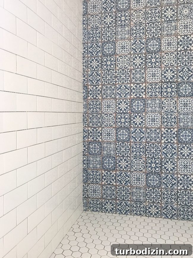 Blue and White Hex Tile Installation at a Beach House 12 img 83553 11