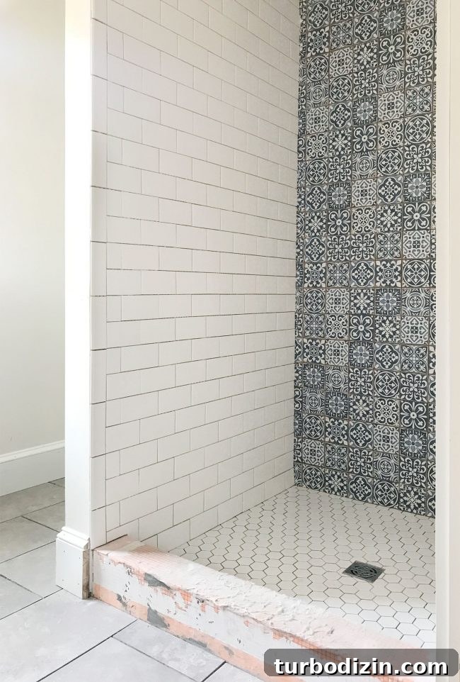 Blue and White Hex Tile Installation at a Beach House 13 img 83553 12