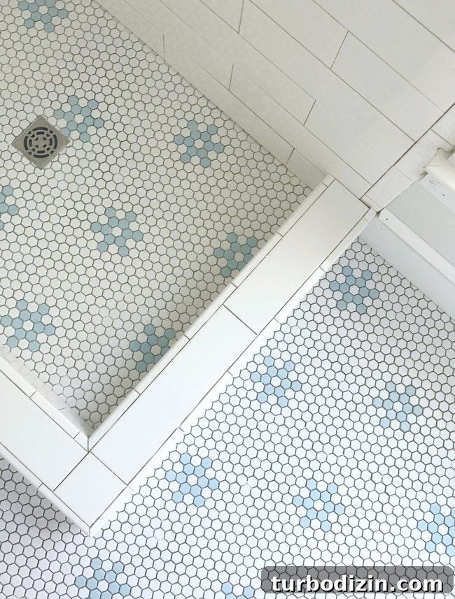 Blue and White Hex Tile Installation at a Beach House 7 img 83553 6