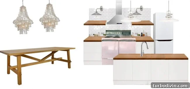 beach house kitchen planning tool mood board with dining table