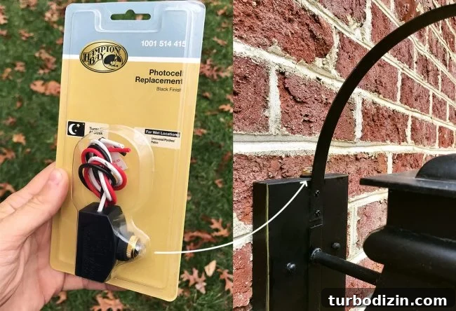Dusk-to-dawn sensor installed