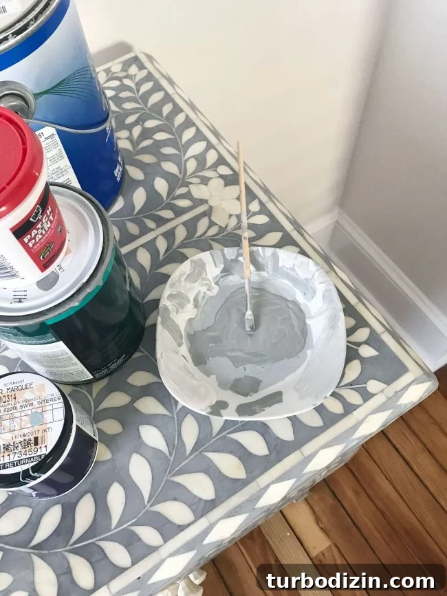 Repairing Cracked or Broken Inlay Furniture: Step-by-Step Guide 7 mixing paint to cover repaired inlay tiles