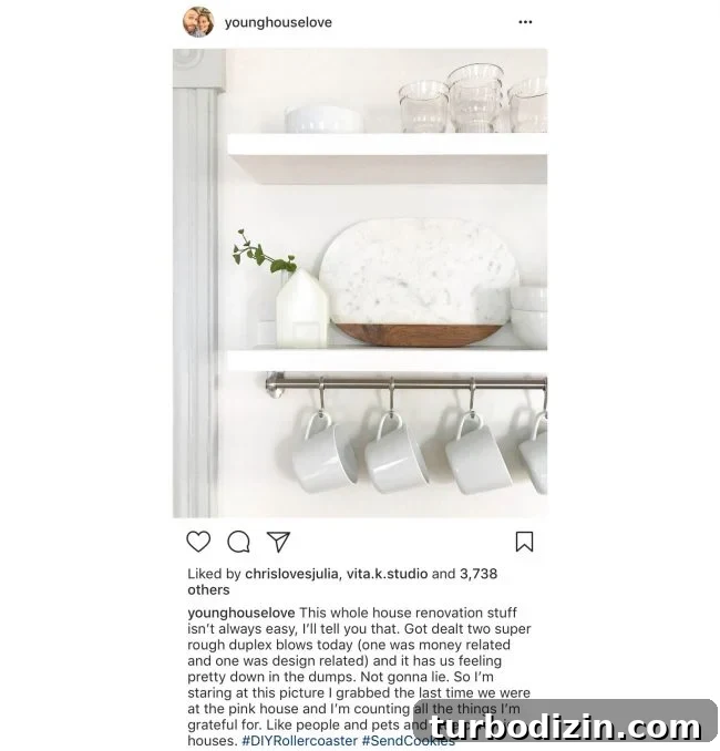 Instagram photo of Beach house kitchen shelves