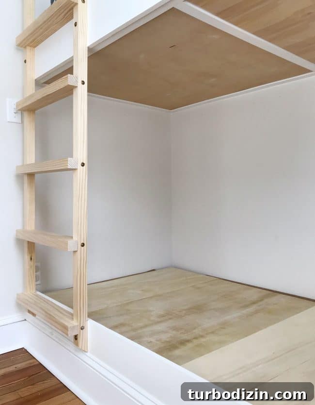 DIY Guide: Building Custom Built-In Bunk Beds for Your Home 16 view of underside of built-in bunk beds