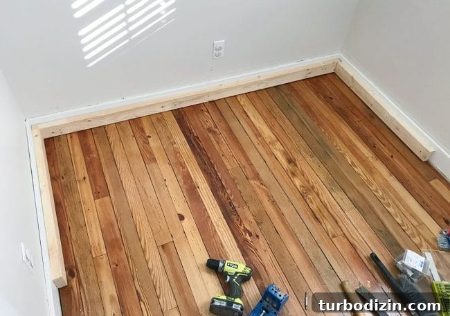 DIY Guide: Building Custom Built-In Bunk Beds for Your Home 6 building base frame of bottom bunk around walls