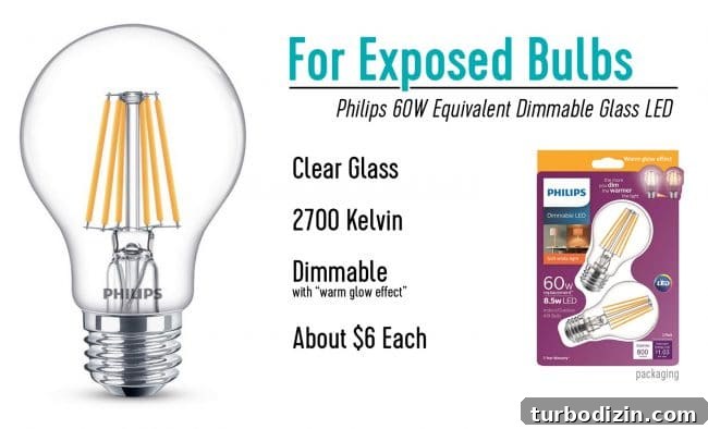 Top LED Light Bulbs for Bright, Energy-Saving Home Lighting 7 Our favorite light bulb for Exposed LED bulbs the Philips 60W Dimmable
