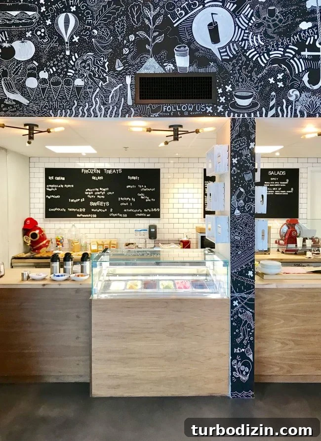 Family Spring Break in Fort Lauderdale: Beaches, Food & Fun Ideas 14 Inside of Bean and Barnacle Gelato with chalk drawings on wall