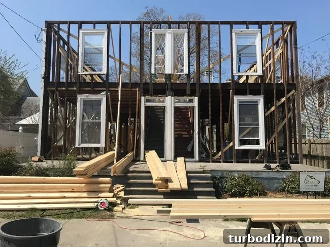 30-Day No-Extra-Shopping Challenge: Can We Do It? 2 Gutted duplex with exposed framing