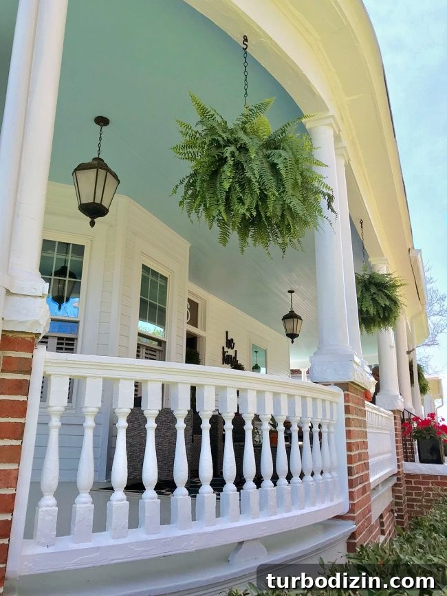 Curved wraparound porch