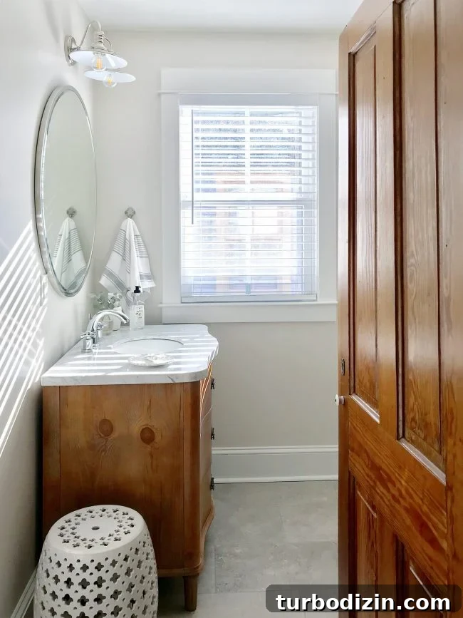 hall bathroom with hidden blue tile