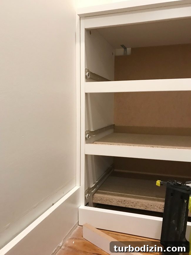 Convert an IKEA Malm into a Built-In Dresser: Step-by-Step Guide 8 Ikea Malm Dresser With Filler Pieces Placed To Look More Built-In