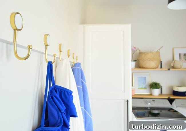 DIY Long Hook Rail for Mudroom: Step-by-Step Build & Install 10 mudroom hooks with various items