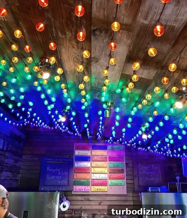 Cape Charles, Virginia: Your Complete Guide to the Beach Town 16 rainbow lights in peach beach shave ice shack in cape charles virginia